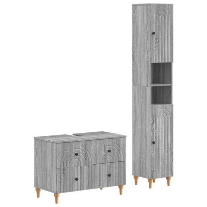 vidaXL 2 Piece Bathroom Cabinet Set ALKMAAR Grey Sonoma