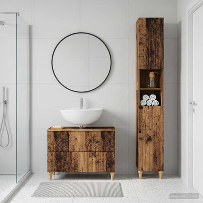 vidaXL 2 Piece Bathroom Cabinet Set ALKMAAR Old Wood Engineered Wood