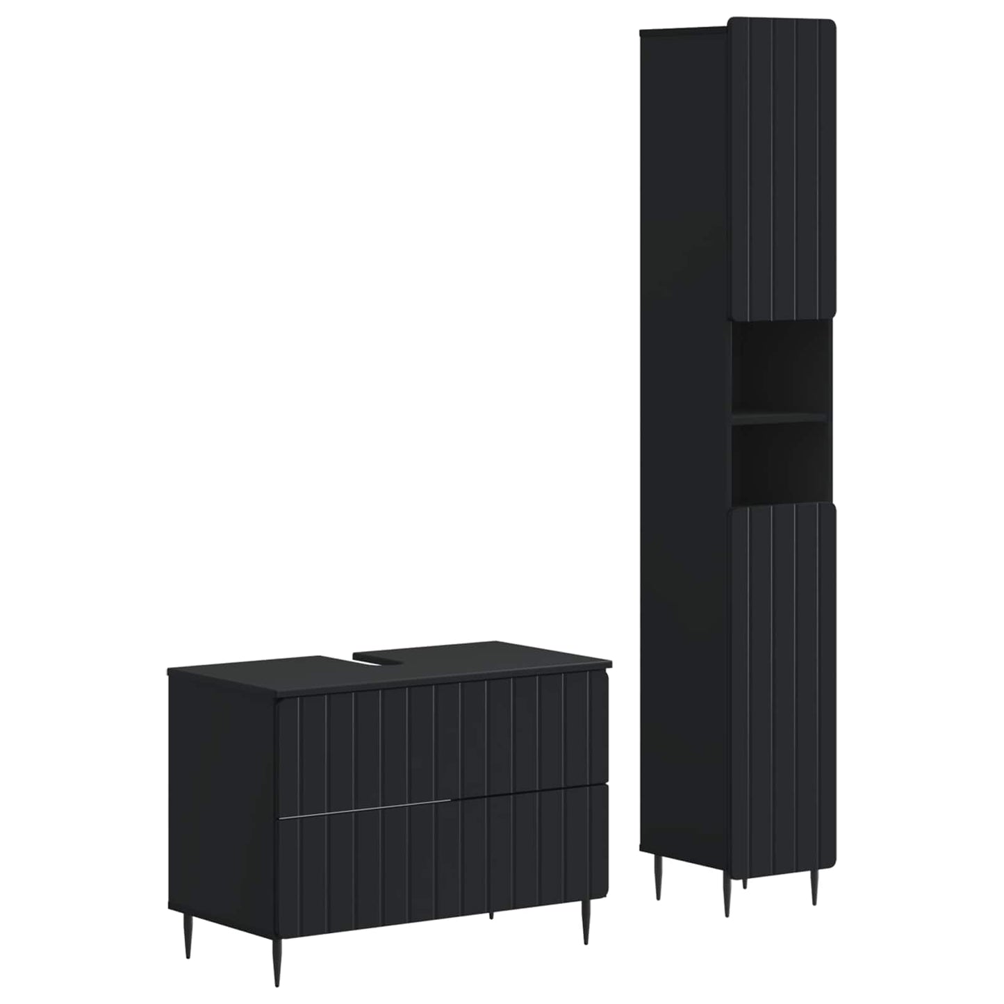 vidaXL 2 Piece Bathroom Cabinet Set ZWOLLE Black Engineered Wood