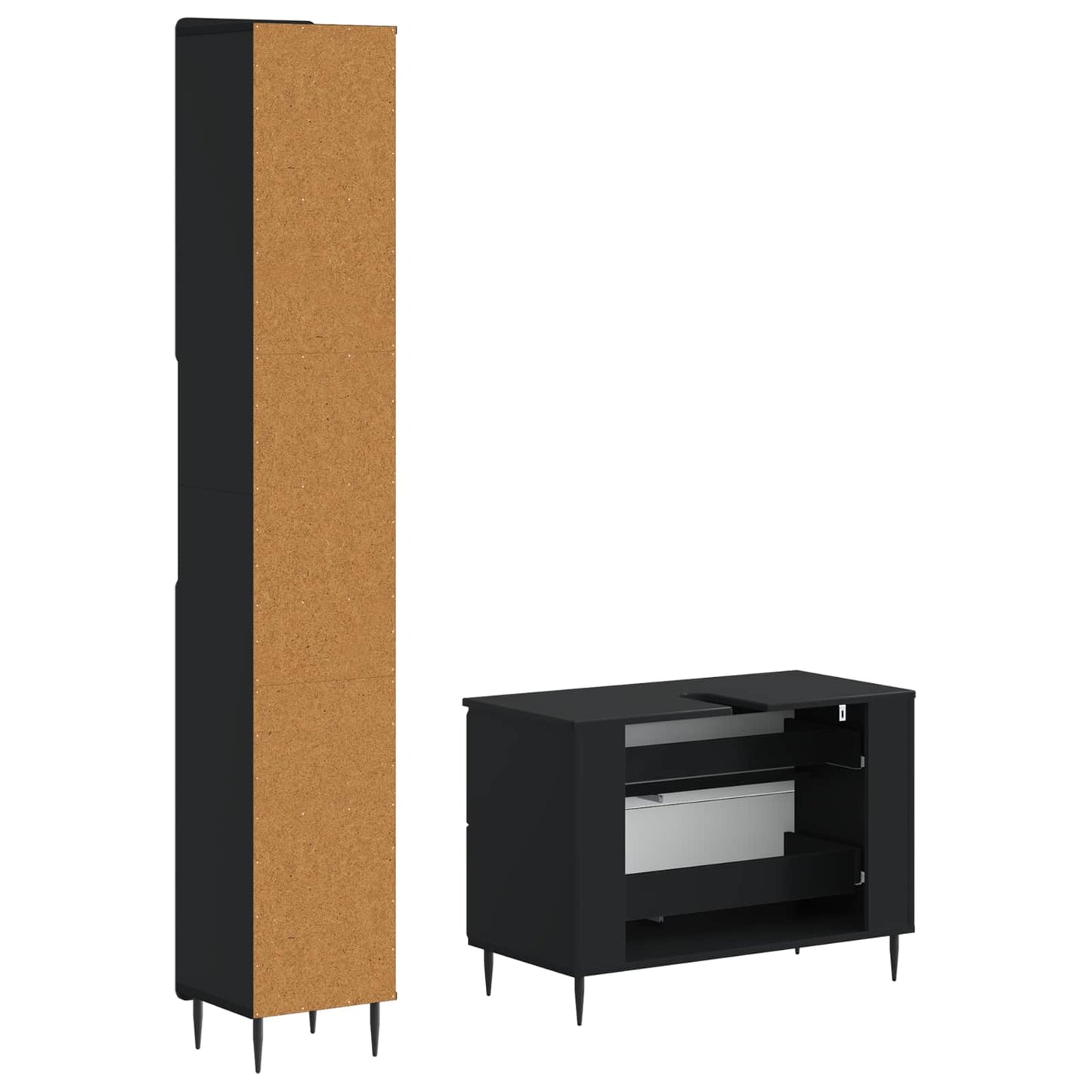 vidaXL 2 Piece Bathroom Cabinet Set ZWOLLE Black Engineered Wood