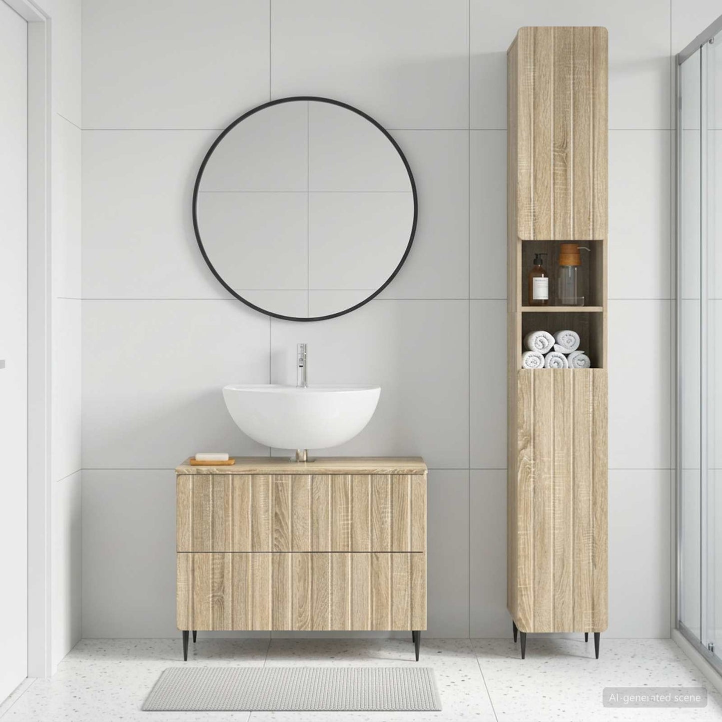 vidaXL 2 Piece Bathroom Cabinet Set ZWOLLE Sonoma Oak Engineered Wood