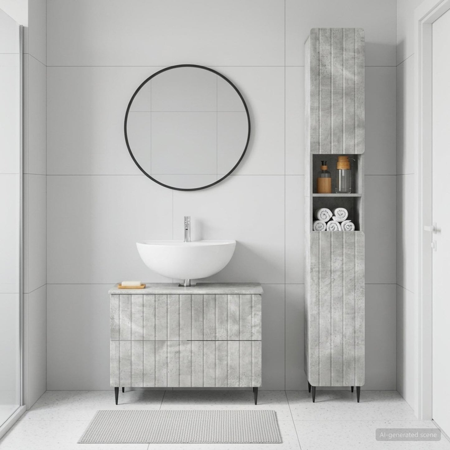 vidaXL 2 Piece Bathroom Cabinet Set ZWOLLE Concrete Grey