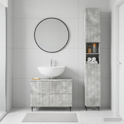 vidaXL 2 Piece Bathroom Cabinet Set ZWOLLE Concrete Grey