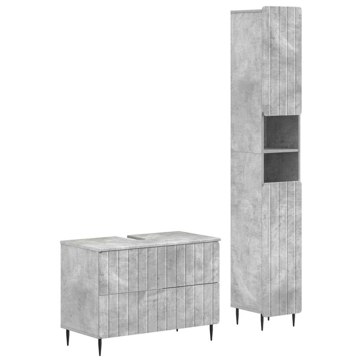 vidaXL 2 Piece Bathroom Cabinet Set ZWOLLE Concrete Grey