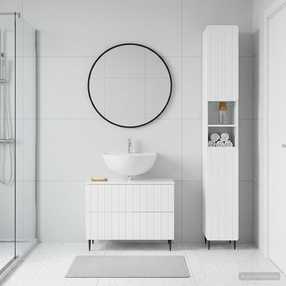 vidaXL 2 Piece Bathroom Cabinet Set ZWOLLE High Gloss White