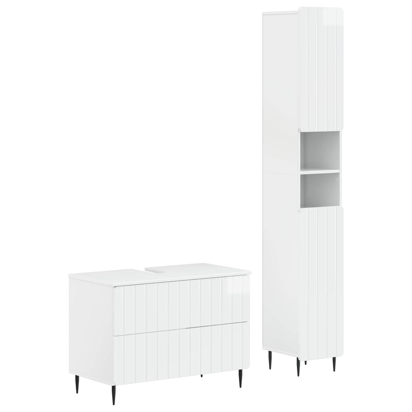 vidaXL 2 Piece Bathroom Cabinet Set ZWOLLE High Gloss White