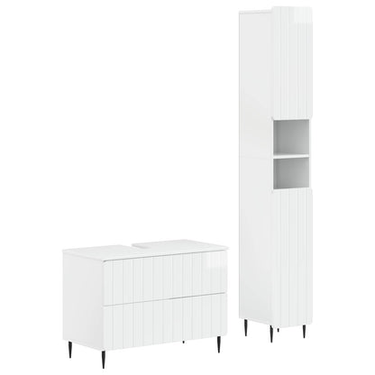 vidaXL 2 Piece Bathroom Cabinet Set ZWOLLE High Gloss White