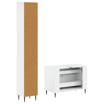 vidaXL 2 Piece Bathroom Cabinet Set ZWOLLE High Gloss White