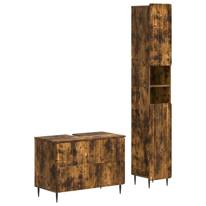 vidaXL 2 Piece Bathroom Cabinet Set ZWOLLE Smoked Oak Engineered Wood