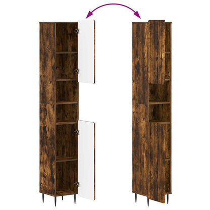 vidaXL 2 Piece Bathroom Cabinet Set ZWOLLE Smoked Oak Engineered Wood