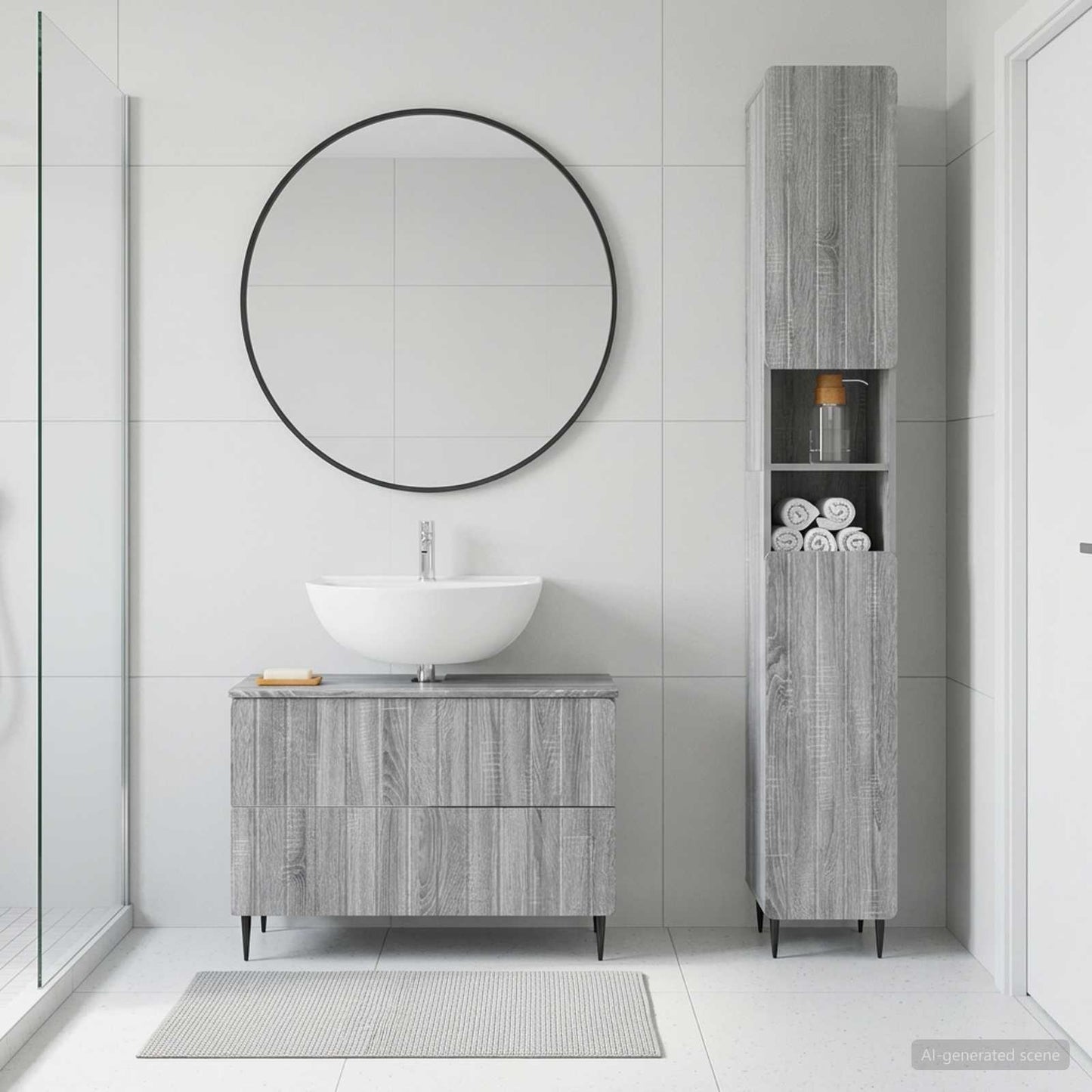 vidaXL 2 Piece Bathroom Cabinet Set ZWOLLE Grey Sonoma Engineered Wood