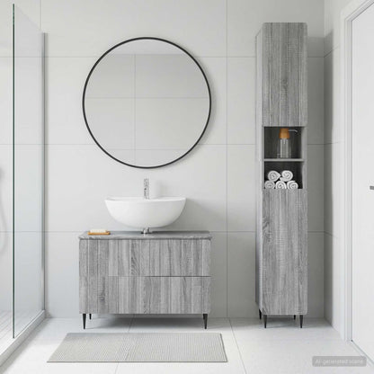 vidaXL 2 Piece Bathroom Cabinet Set ZWOLLE Grey Sonoma Engineered Wood
