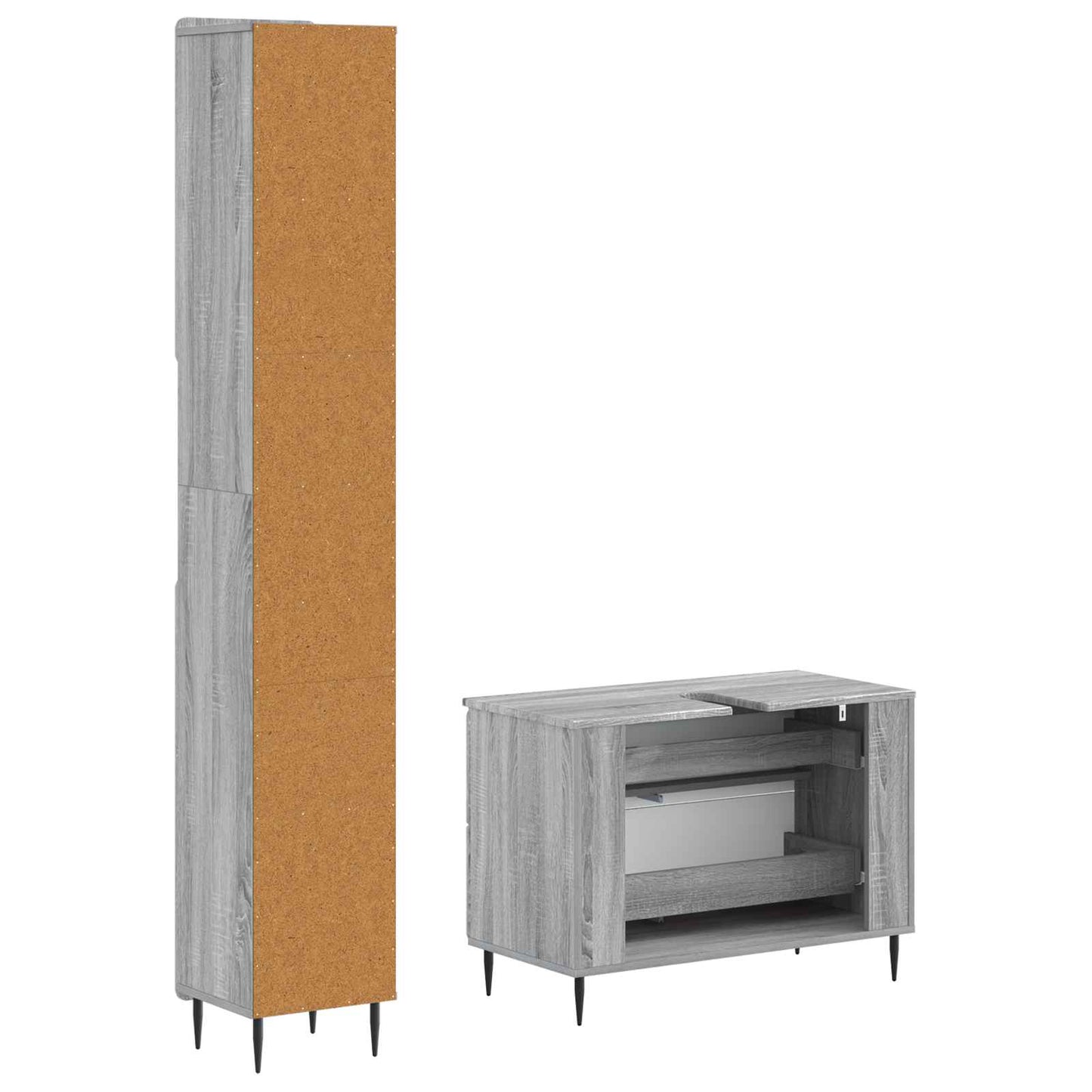 vidaXL 2 Piece Bathroom Cabinet Set ZWOLLE Grey Sonoma Engineered Wood