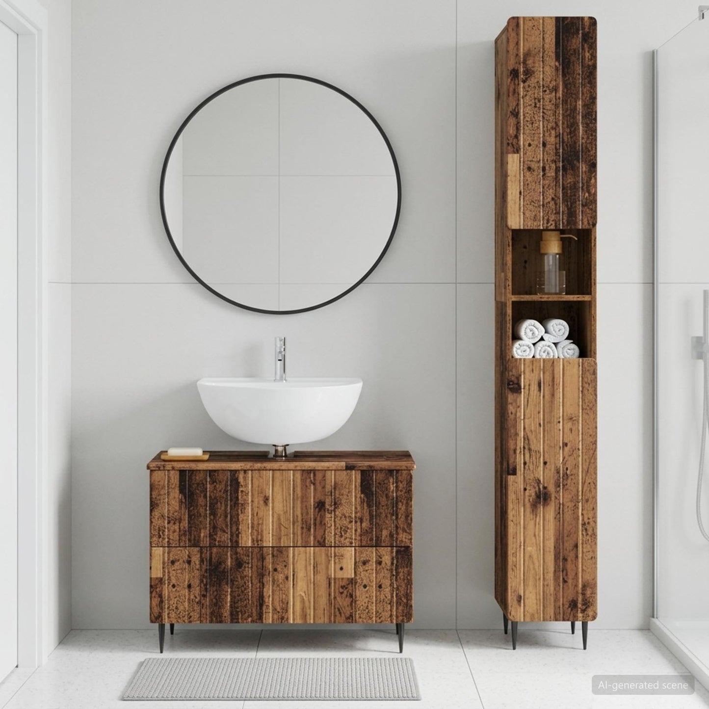 vidaXL 2 Piece Bathroom Cabinet Set ZWOLLE Old Wood Engineered Wood