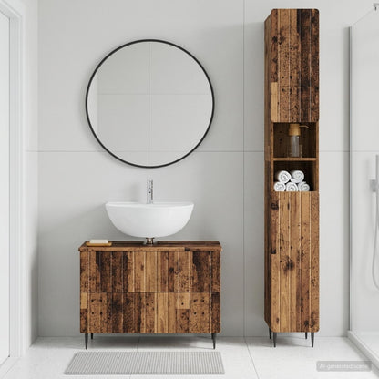 vidaXL 2 Piece Bathroom Cabinet Set ZWOLLE Old Wood Engineered Wood
