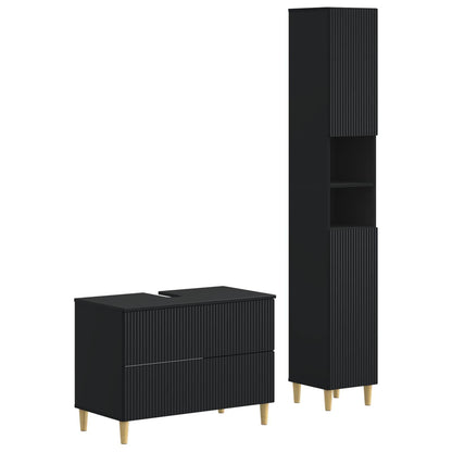 vidaXL 2 Piece Bathroom Cabinet Set ARNHEM Black Engineered Wood