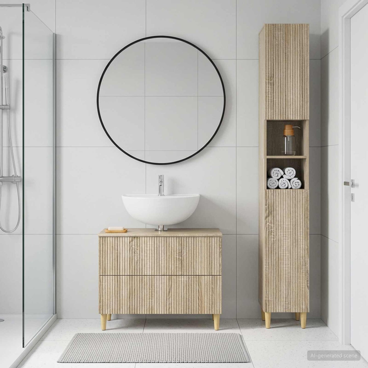 vidaXL 2 Piece Bathroom Cabinet Set ARNHEM Sonoma Oak Engineered Wood