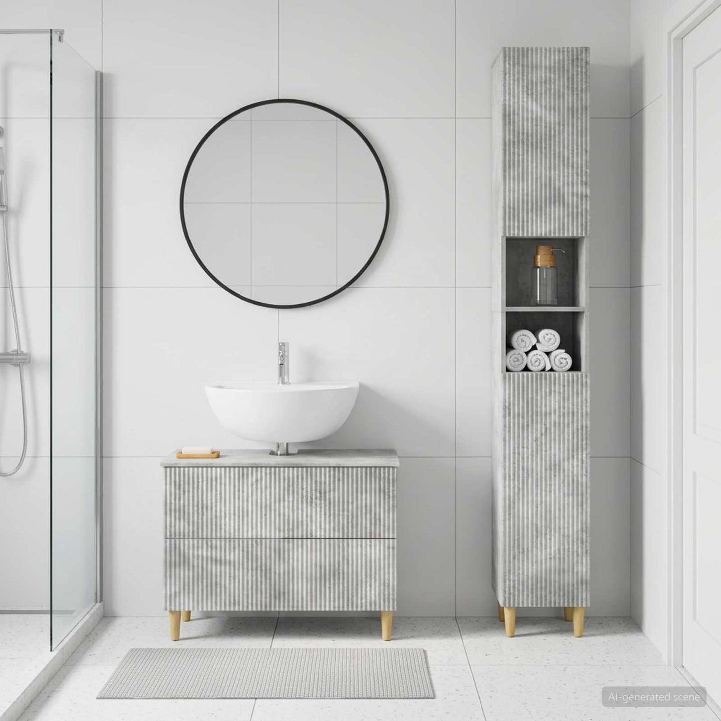 vidaXL 2 Piece Bathroom Cabinet Set ARNHEM Concrete Grey