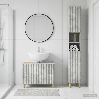 vidaXL 2 Piece Bathroom Cabinet Set ARNHEM Concrete Grey
