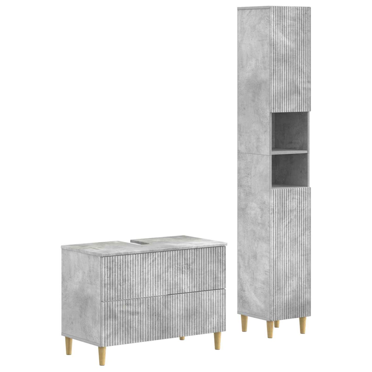 vidaXL 2 Piece Bathroom Cabinet Set ARNHEM Concrete Grey