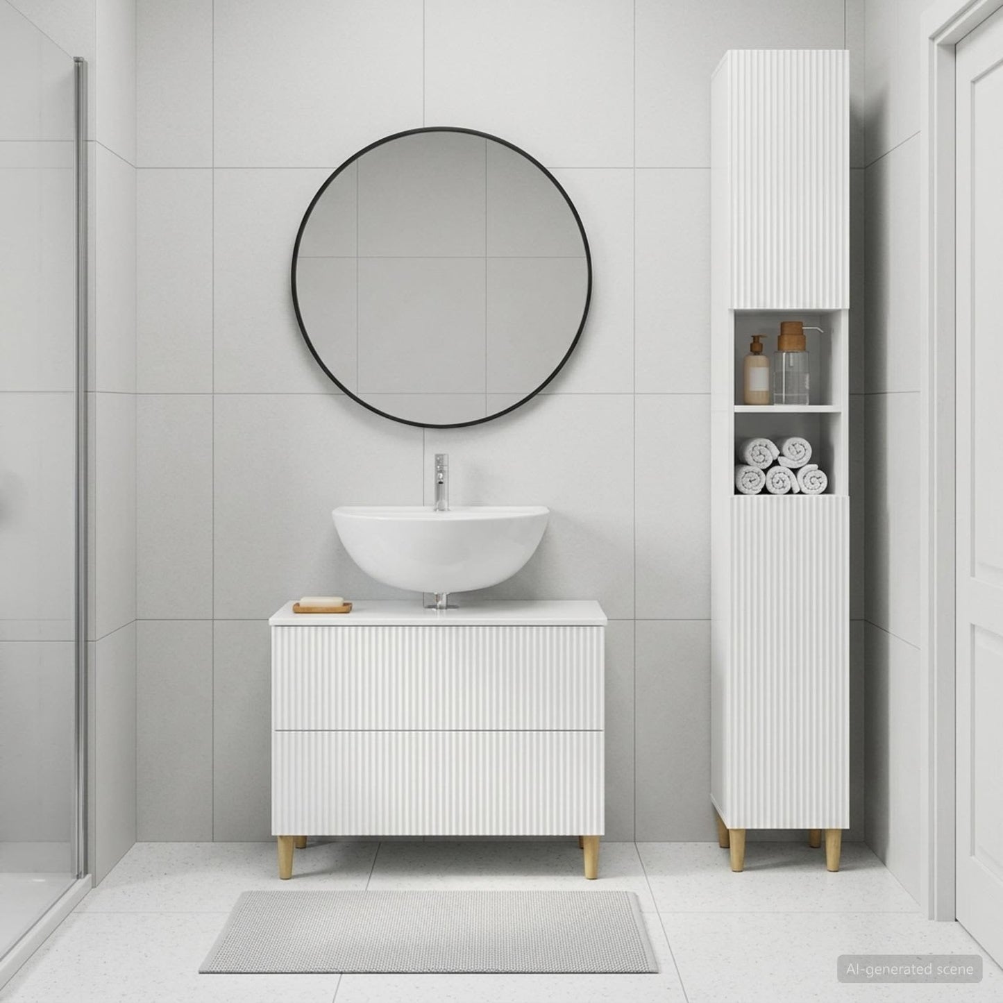 vidaXL 2 Piece Bathroom Cabinet Set ARNHEM High Gloss White