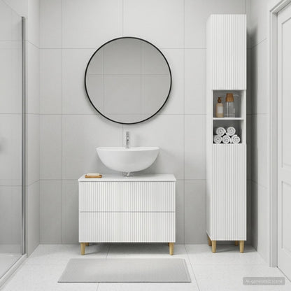 vidaXL 2 Piece Bathroom Cabinet Set ARNHEM High Gloss White