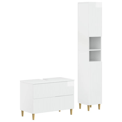 vidaXL 2 Piece Bathroom Cabinet Set ARNHEM High Gloss White