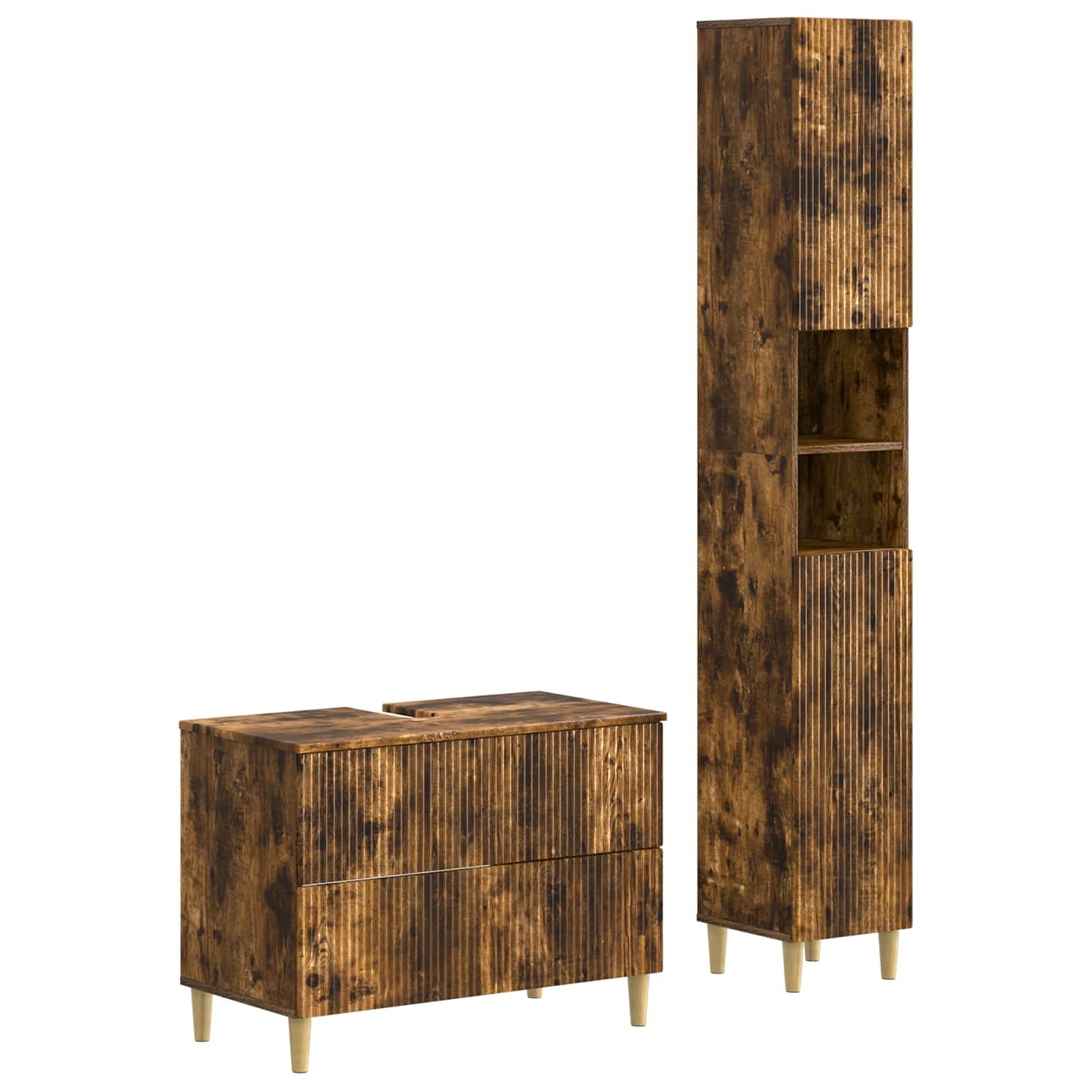vidaXL 2 Piece Bathroom Cabinet Set ARNHEM Smoked Oak Engineered Wood
