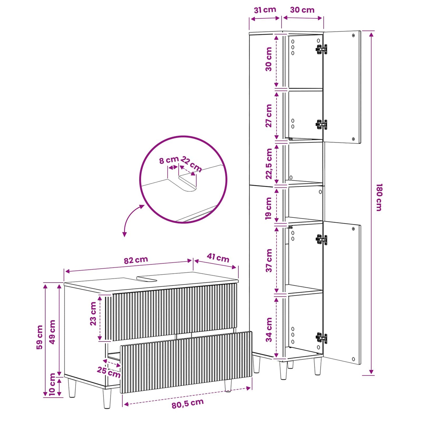 vidaXL 2 Piece Bathroom Cabinet Set ARNHEM Smoked Oak Engineered Wood