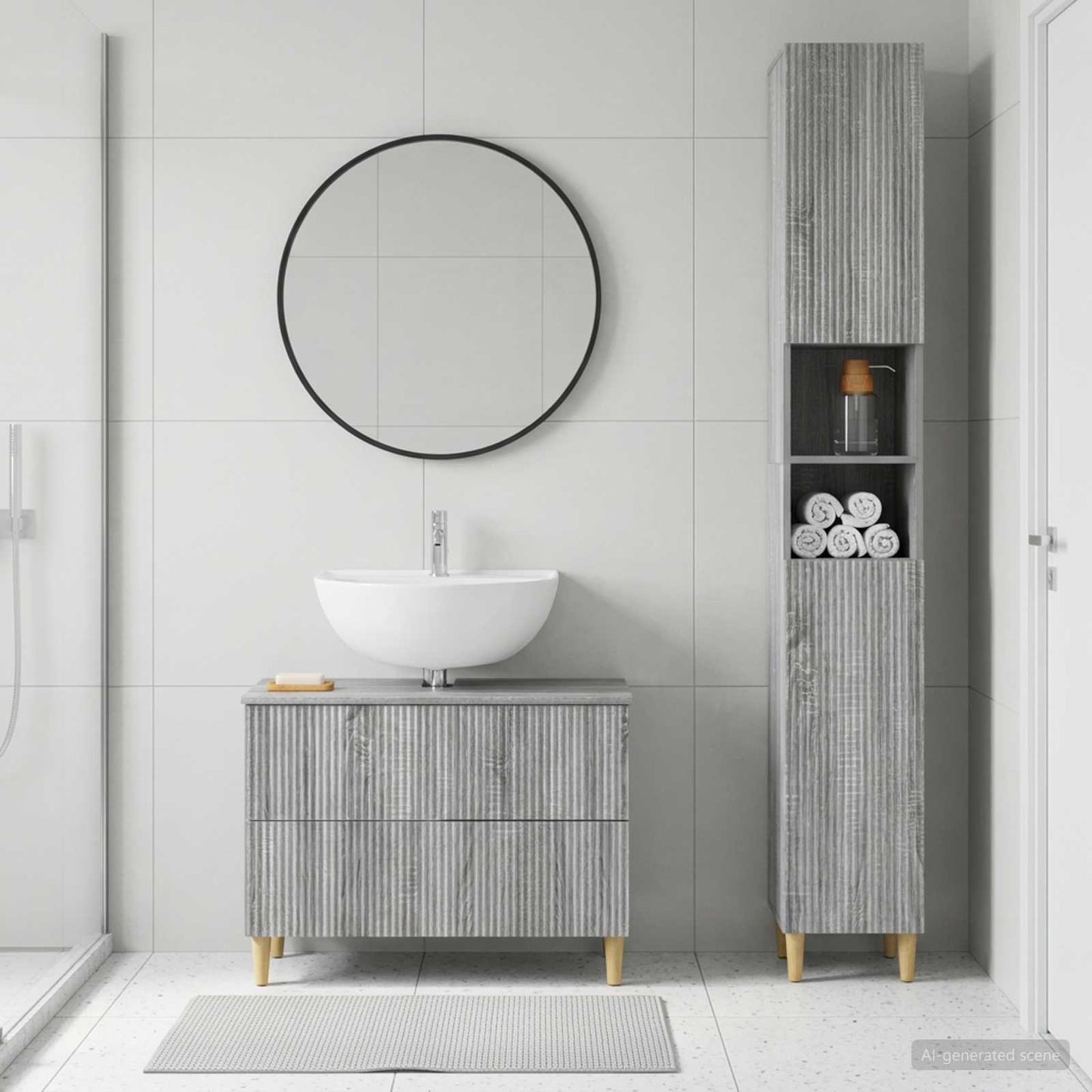 vidaXL 2 Piece Bathroom Cabinet Set ARNHEM Grey Sonoma Engineered Wood