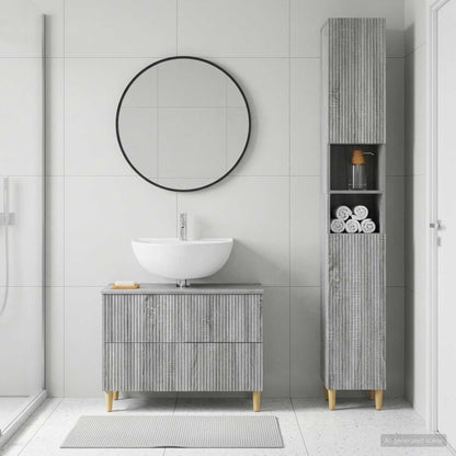 vidaXL 2 Piece Bathroom Cabinet Set ARNHEM Grey Sonoma Engineered Wood