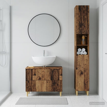 vidaXL 2 Piece Bathroom Cabinet Set ARNHEM Old Wood Engineered Wood