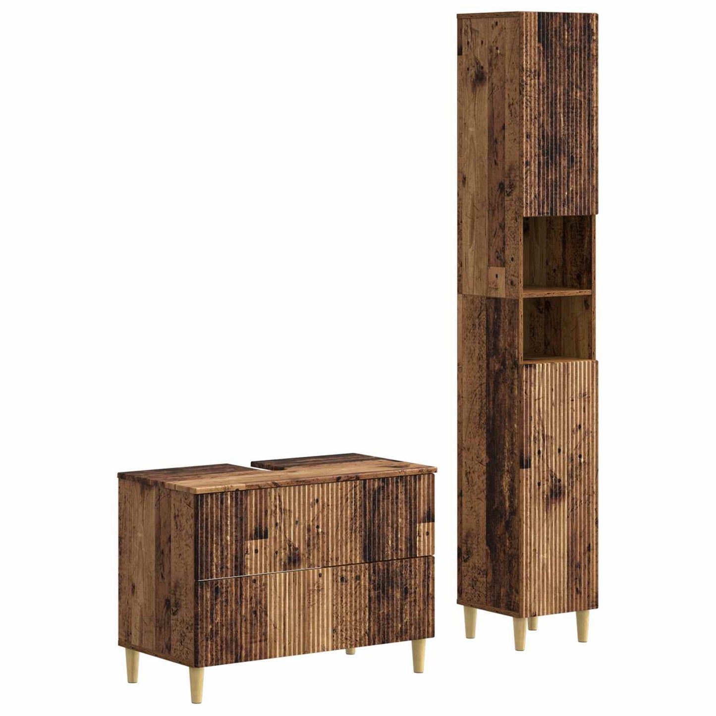 vidaXL 2 Piece Bathroom Cabinet Set ARNHEM Old Wood Engineered Wood