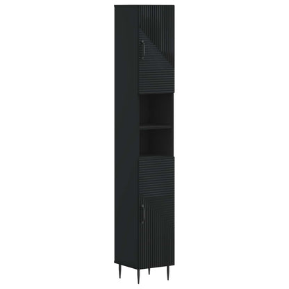 vidaXL 2 Piece Bathroom Cabinet Set HAARLEM Black Engineered Wood