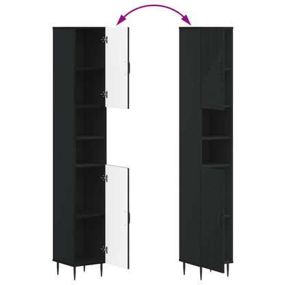 vidaXL 2 Piece Bathroom Cabinet Set HAARLEM Black Engineered Wood