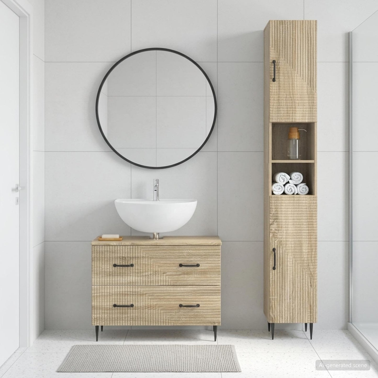vidaXL 2 Piece Bathroom Cabinet Set HAARLEM Sonoma Oak Engineered Wood
