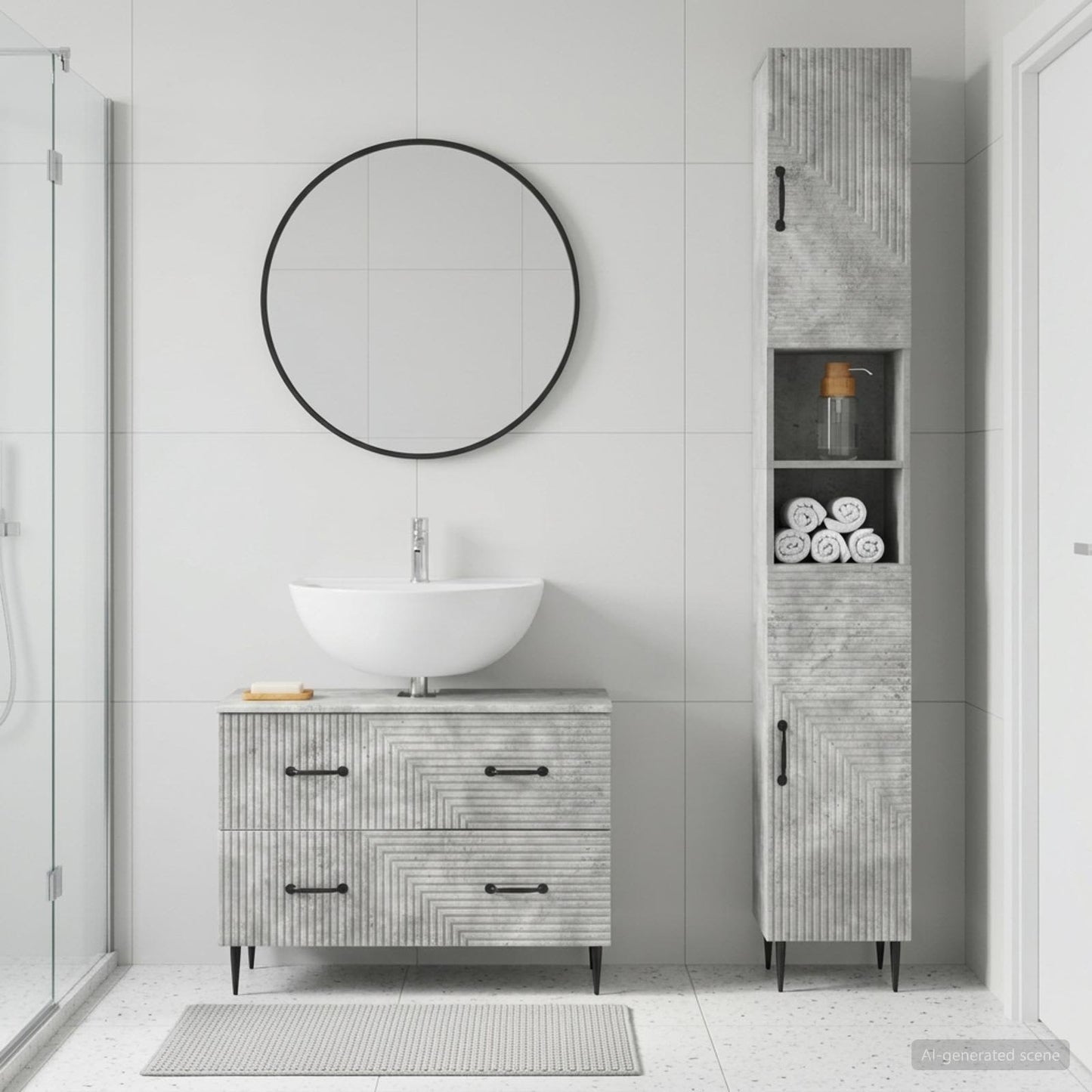 vidaXL 2 Piece Bathroom Cabinet Set HAARLEM Concrete Grey