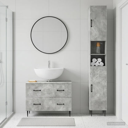 vidaXL 2 Piece Bathroom Cabinet Set HAARLEM Concrete Grey