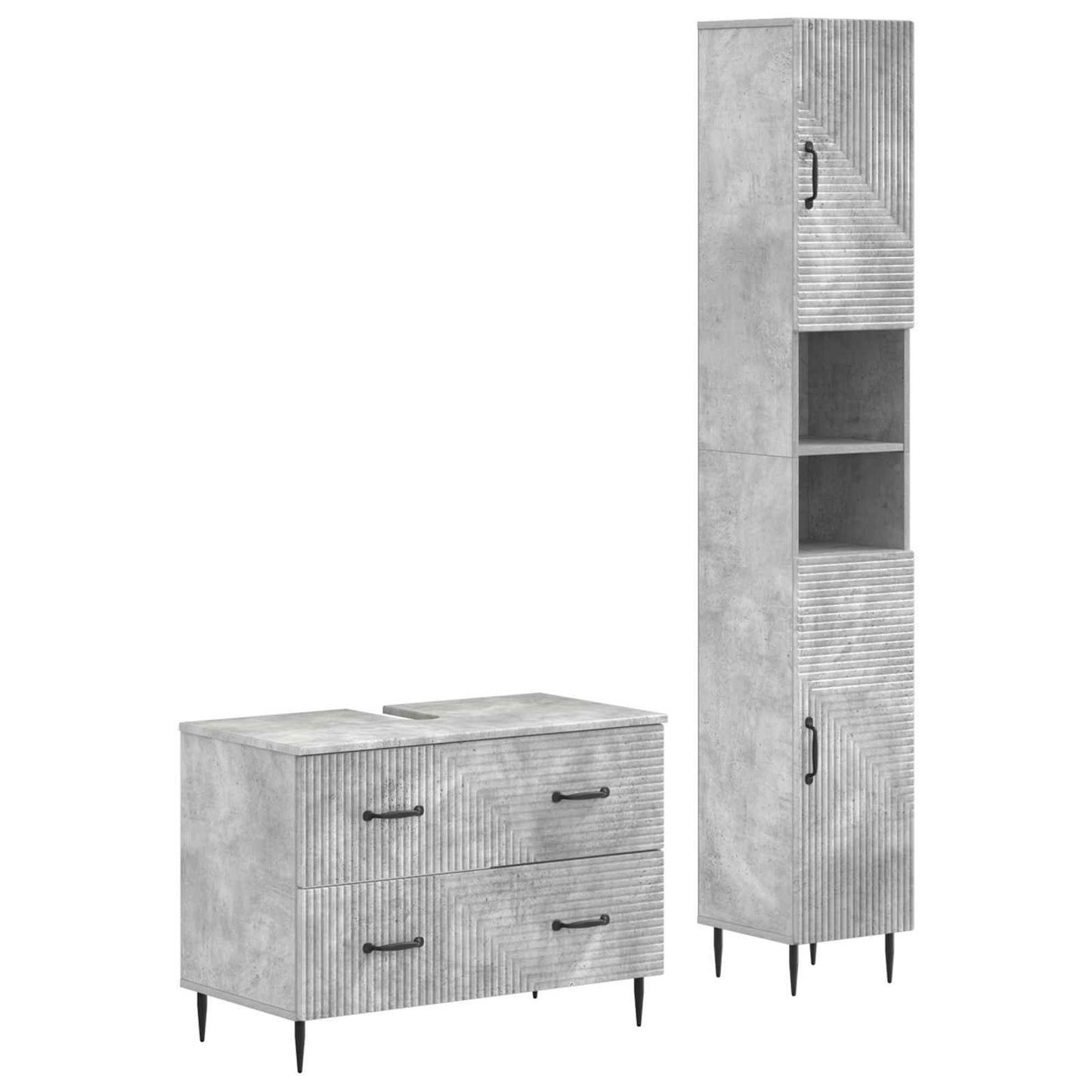 vidaXL 2 Piece Bathroom Cabinet Set HAARLEM Concrete Grey