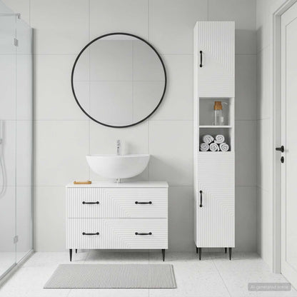 vidaXL 2 Piece Bathroom Cabinet Set HAARLEM High Gloss White