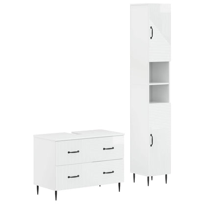 vidaXL 2 Piece Bathroom Cabinet Set HAARLEM High Gloss White