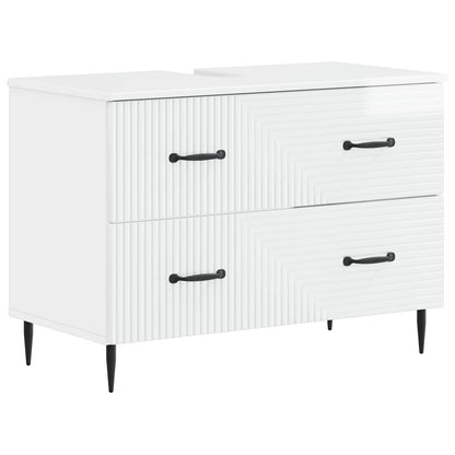 vidaXL 2 Piece Bathroom Cabinet Set HAARLEM High Gloss White