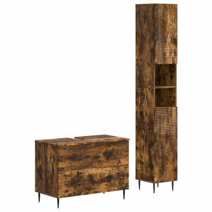 vidaXL 2 Piece Bathroom Cabinet Set HAARLEM Smoked Oak Engineered Wood