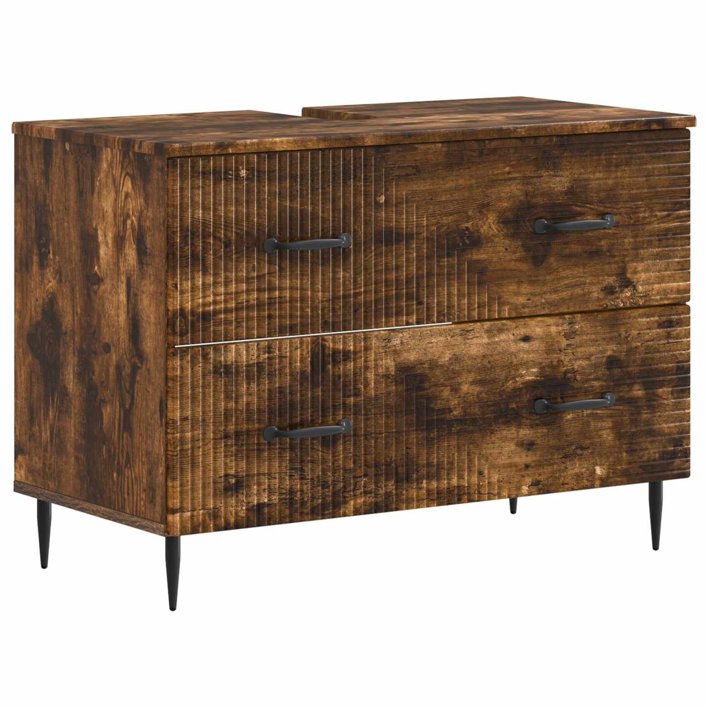 vidaXL 2 Piece Bathroom Cabinet Set HAARLEM Smoked Oak Engineered Wood