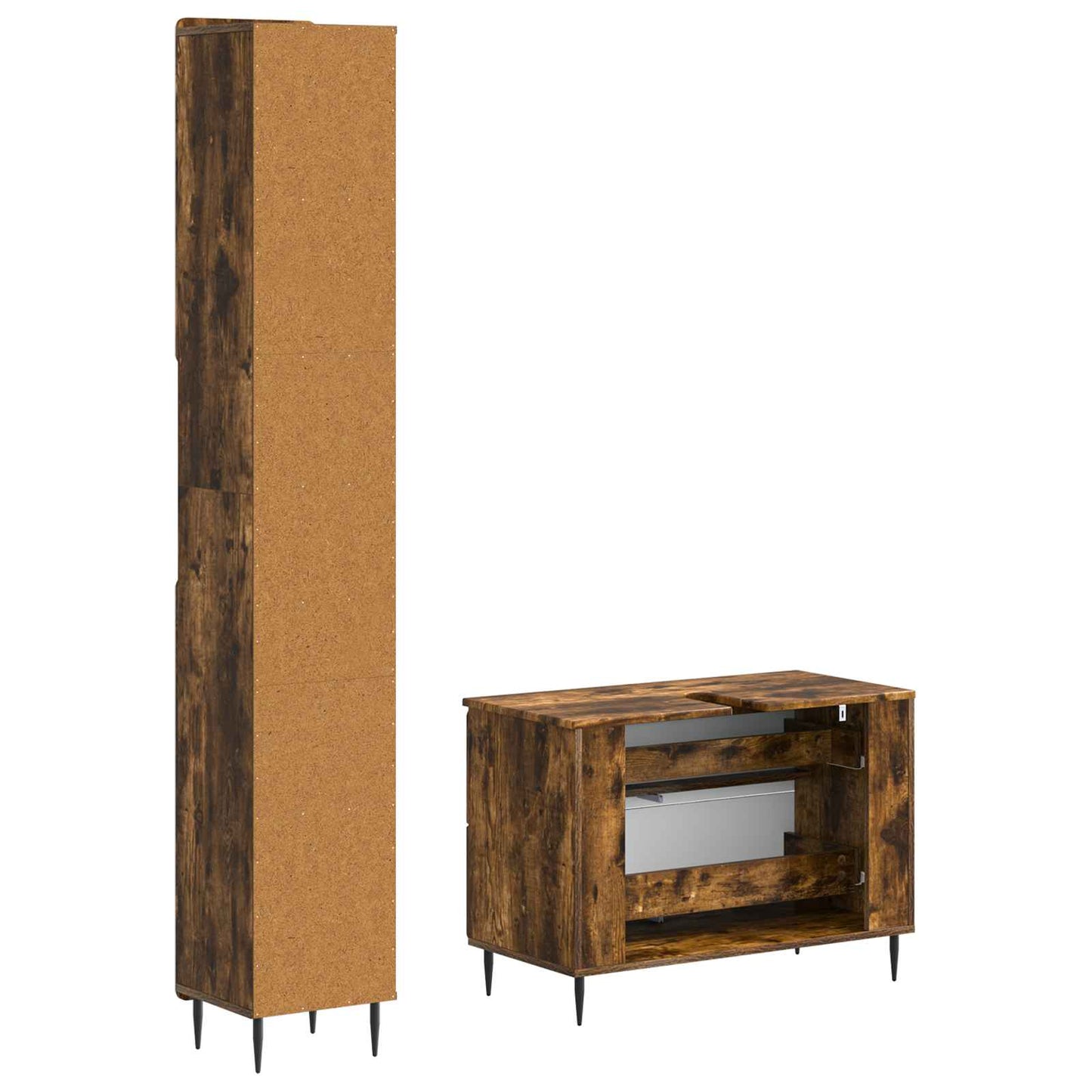 vidaXL 2 Piece Bathroom Cabinet Set HAARLEM Smoked Oak Engineered Wood