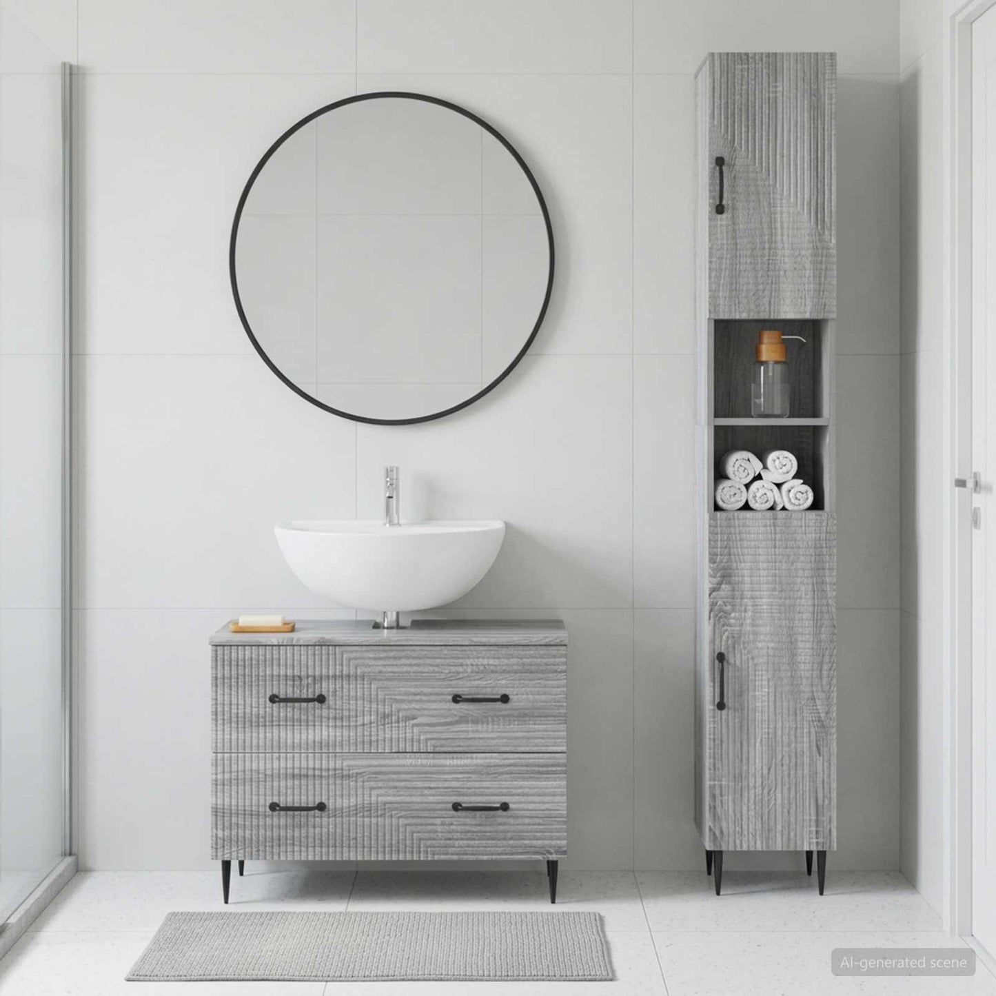 vidaXL 2 Piece Bathroom Cabinet Set HAARLEM Grey Sonoma