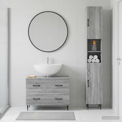 vidaXL 2 Piece Bathroom Cabinet Set HAARLEM Grey Sonoma