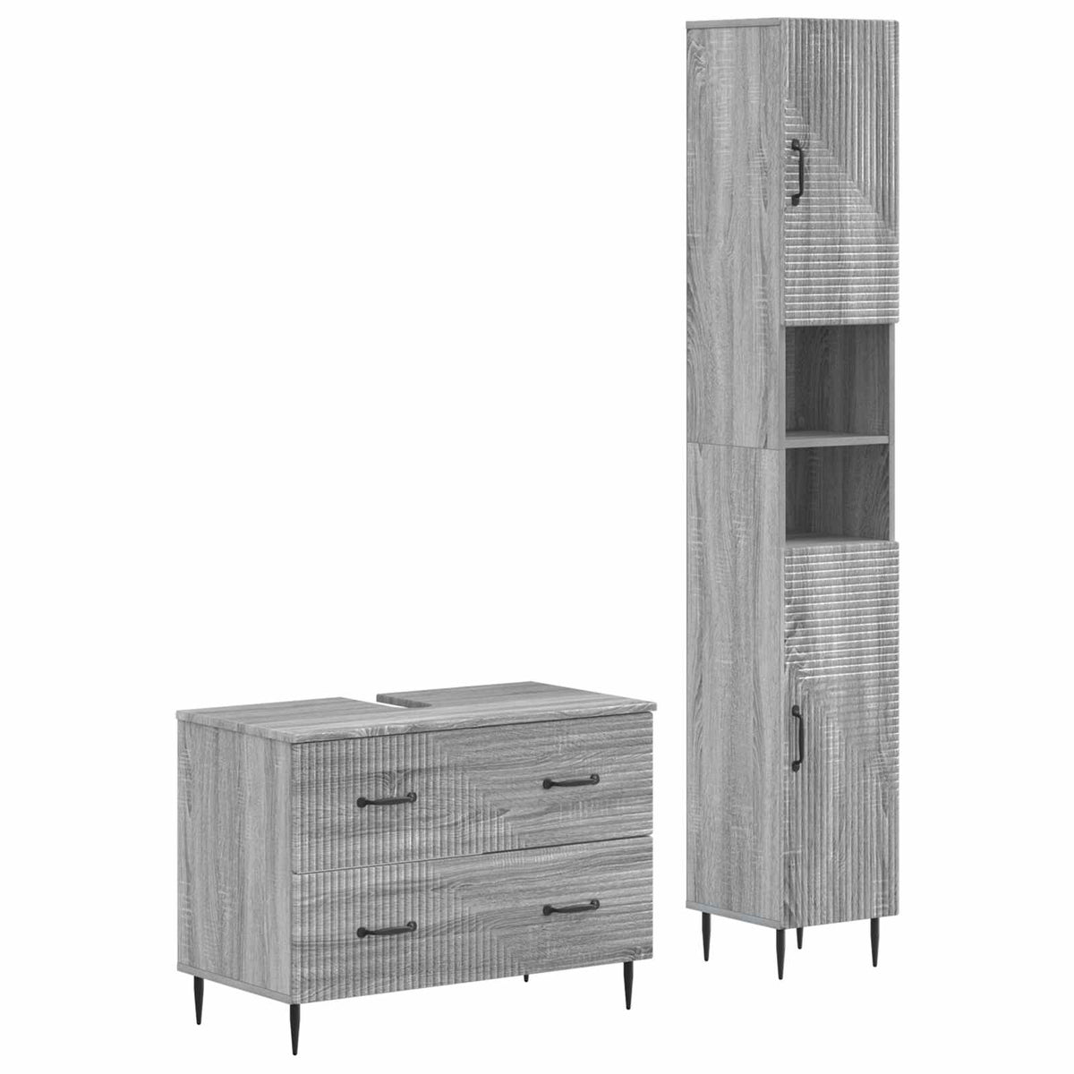 vidaXL 2 Piece Bathroom Cabinet Set HAARLEM Grey Sonoma