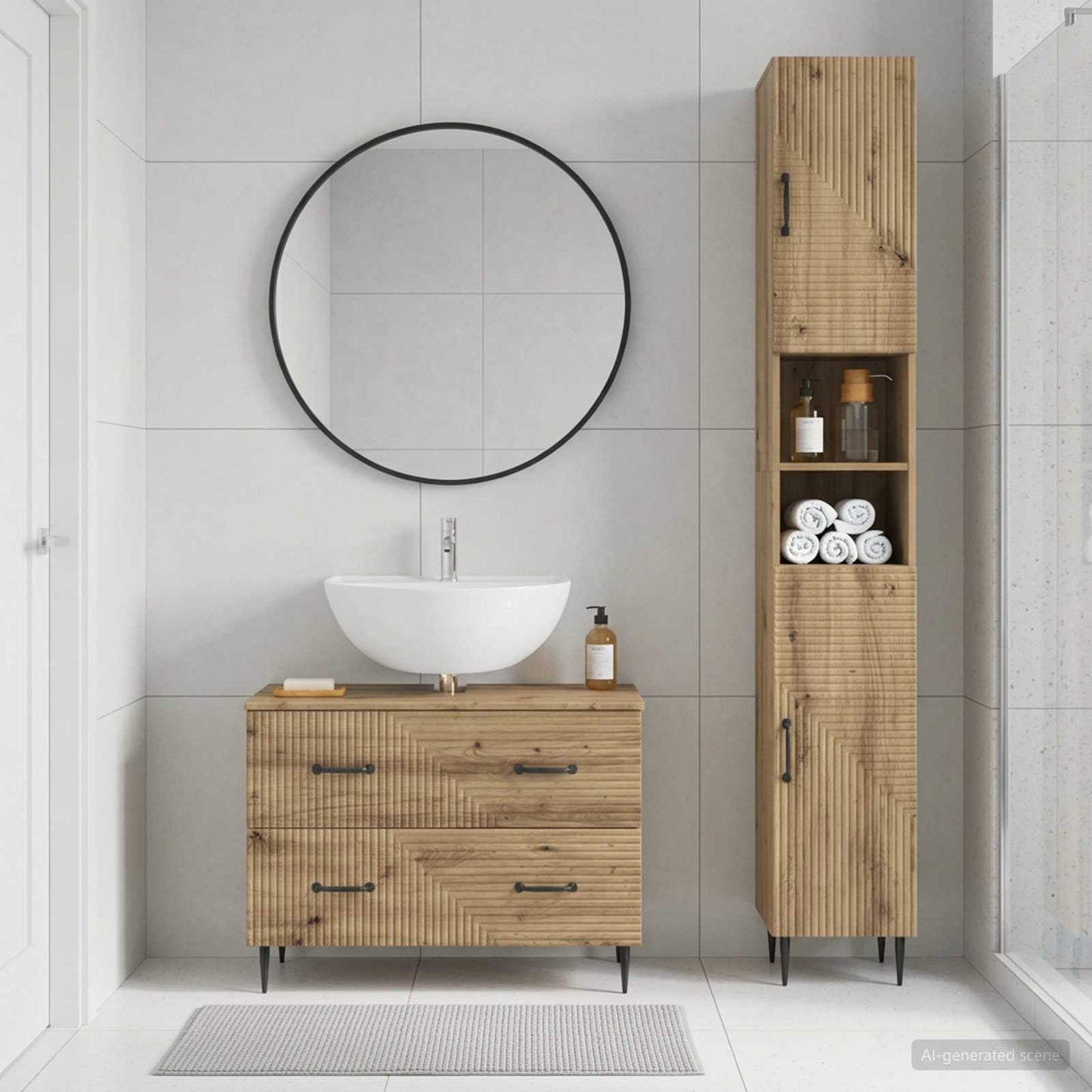 vidaXL 2 Piece Bathroom Cabinet Set HAARLEM Artisan Oak