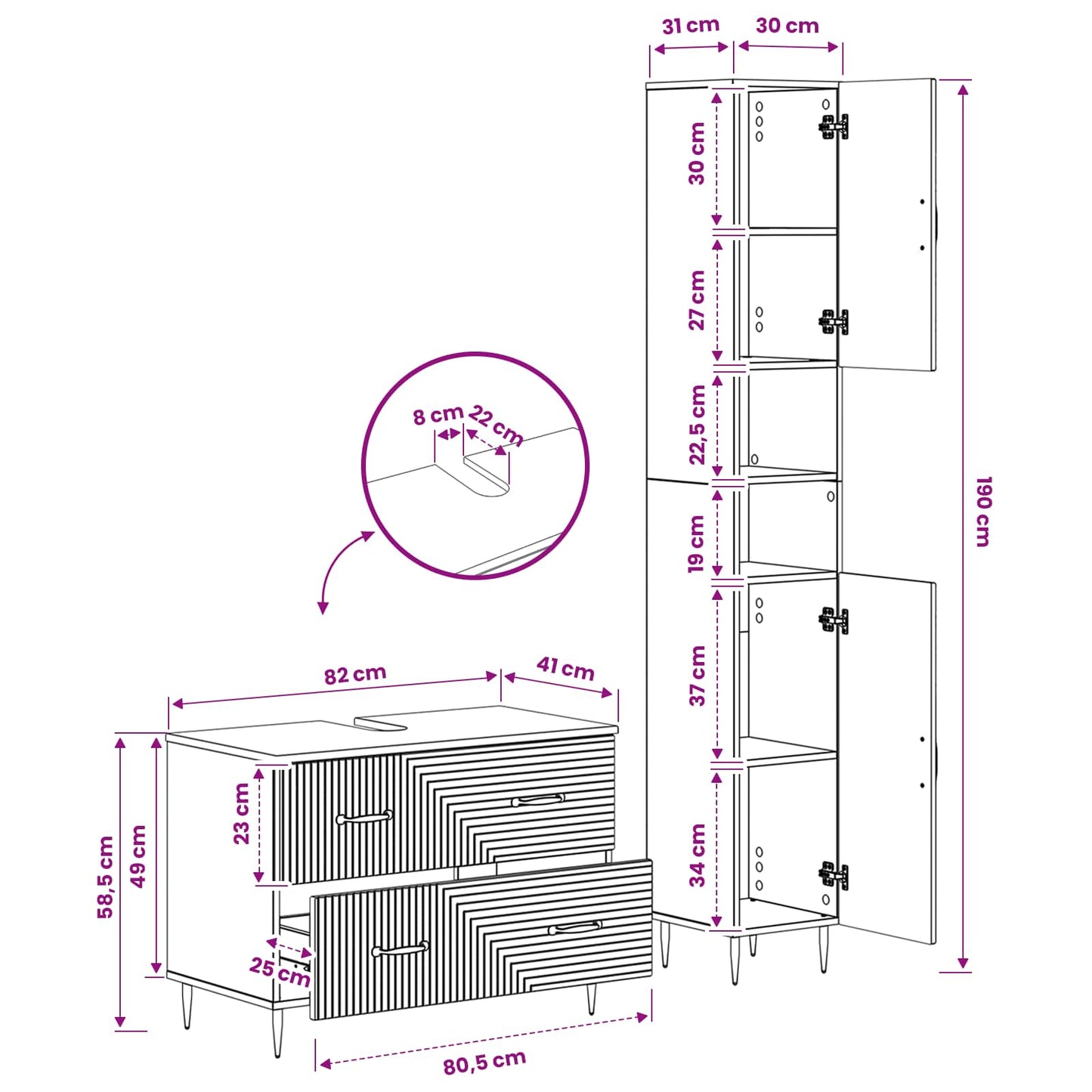 vidaXL 2 Piece Bathroom Cabinet Set HAARLEM Artisan Oak